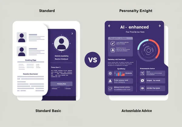 Comparing basic and AI-enhanced personality test reports.