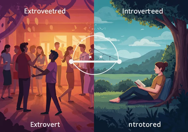 Visualizing an extrovert and introvert balancing social and quiet needs.