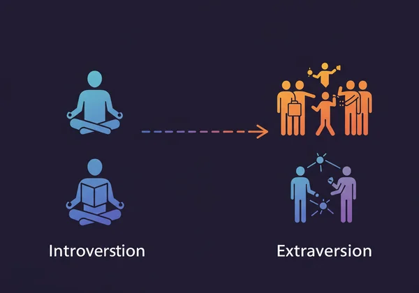 Spectrum showing introversion on one end, extraversion on other