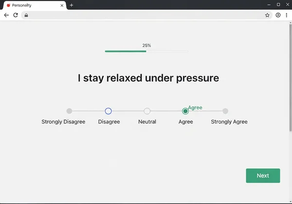 Big 5 personality test interface screenshot