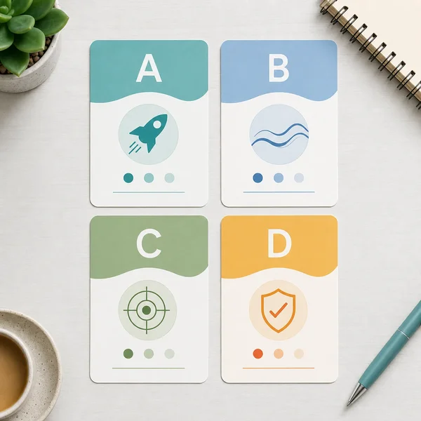 Four personality type cards