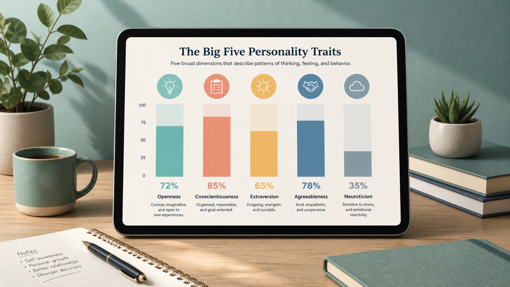 Big Five trait profile dashboard
