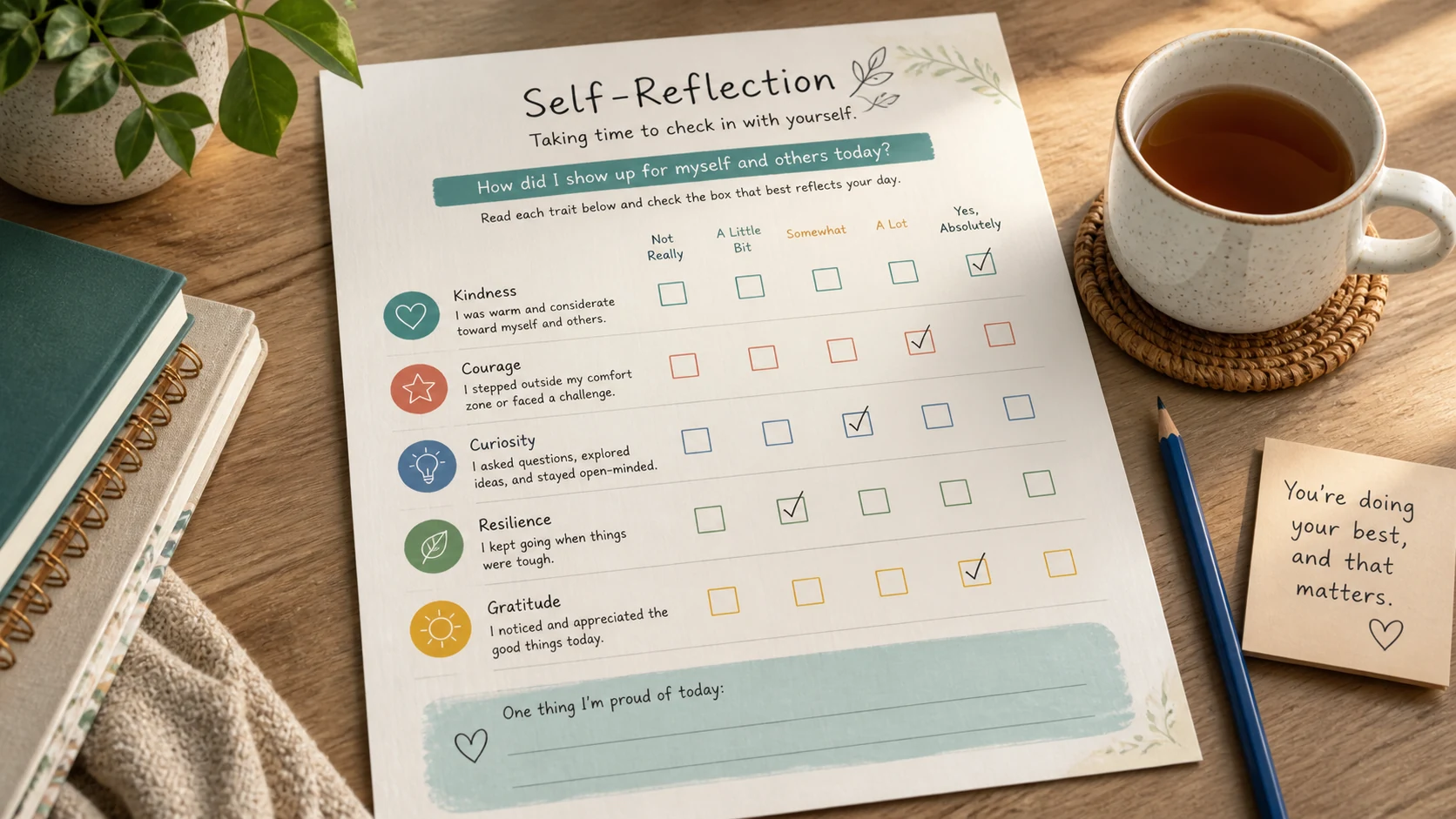 Reflective Big Five score worksheet